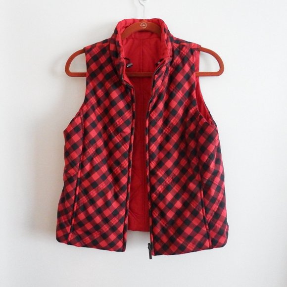New York & Co. Rev. Buffalo Plaid/Red Vest Sz. PM - Picture 6 of 10